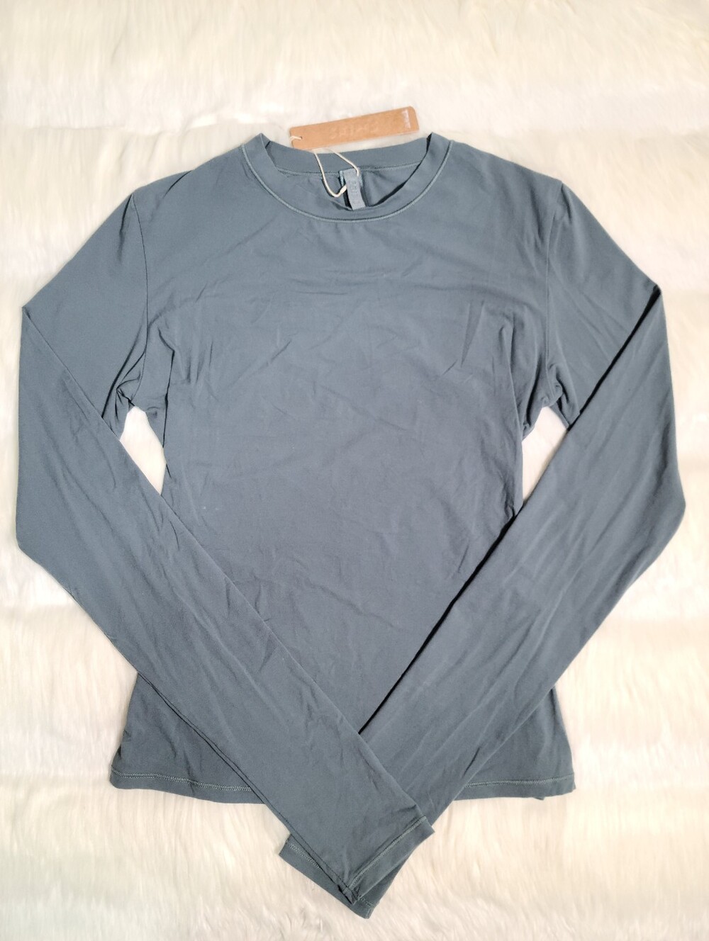 SKIMS Fits Everybody Long Sleeve Top T-shirt Blue Zircon Women XS NEW